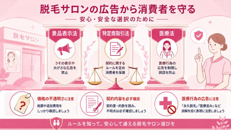 脱毛サロン広告で守るべき3つの法律