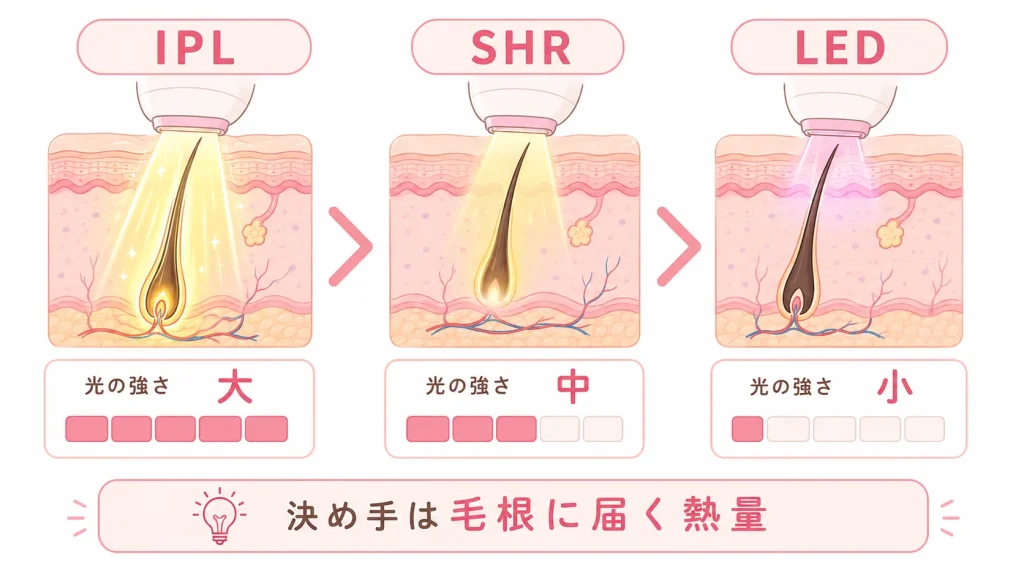3. 効果で比べる：私は「IPL＞SHR＞LED」だと断言します