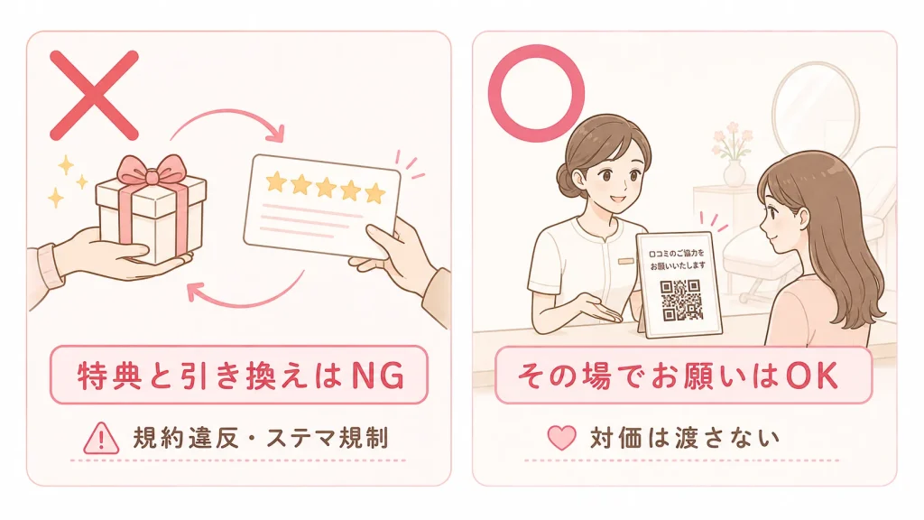 【注意】口コミを「特典と引き換え」に集めてはいけません
