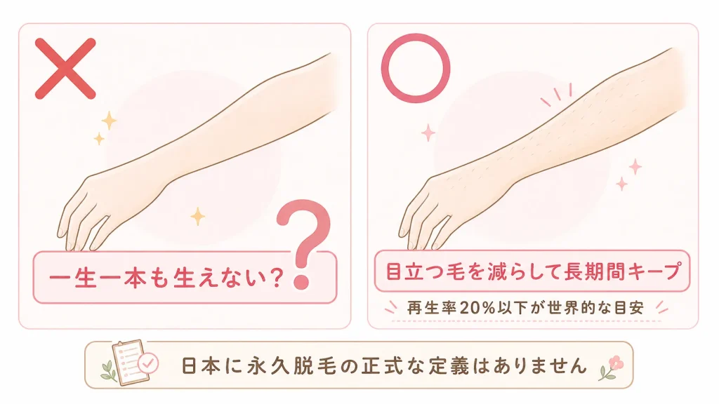 勘違い①「永久脱毛なら、もう一本も生えてこない」
